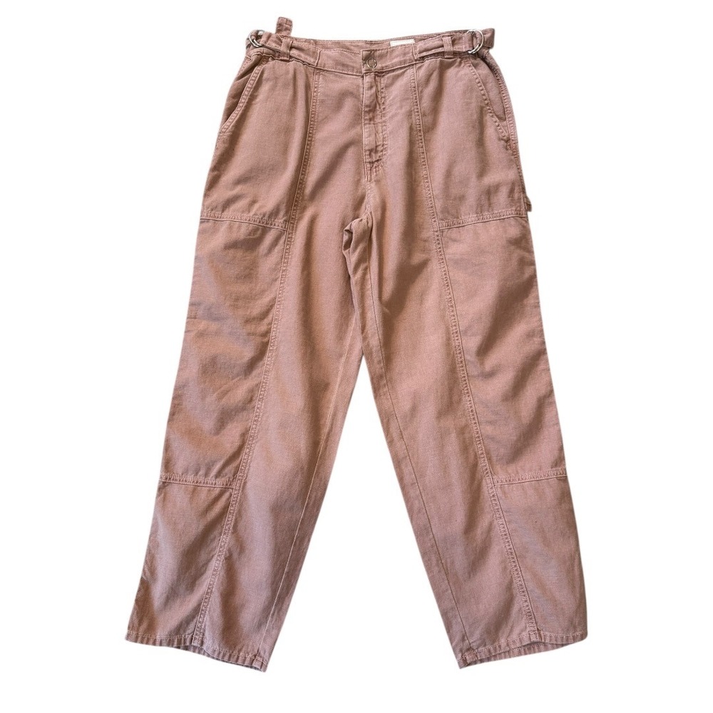 AG Adriano Goldschmied Linen Blend Utility Carpenter Pants Mauve Size‎ 4 27 NWT